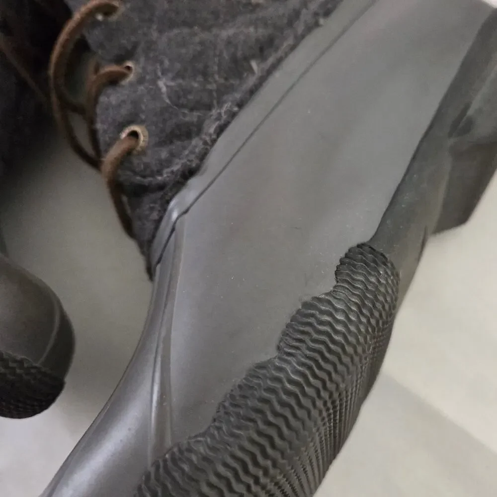 Sperry | Quilted Wool Leather Laces Saltwater Duck Boots Topsider Zipper Gray